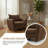 Oversized Chenille Fabric Accent Chair (Set of 2, BROWN）-1011770131