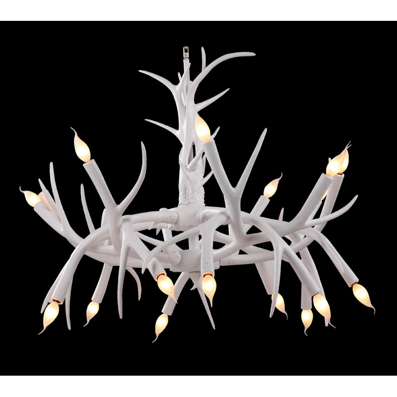 Lustre classique unique à 20 lumières Popel, Blanc, H 39,37 po x l 43,31 po x P 43,31 po