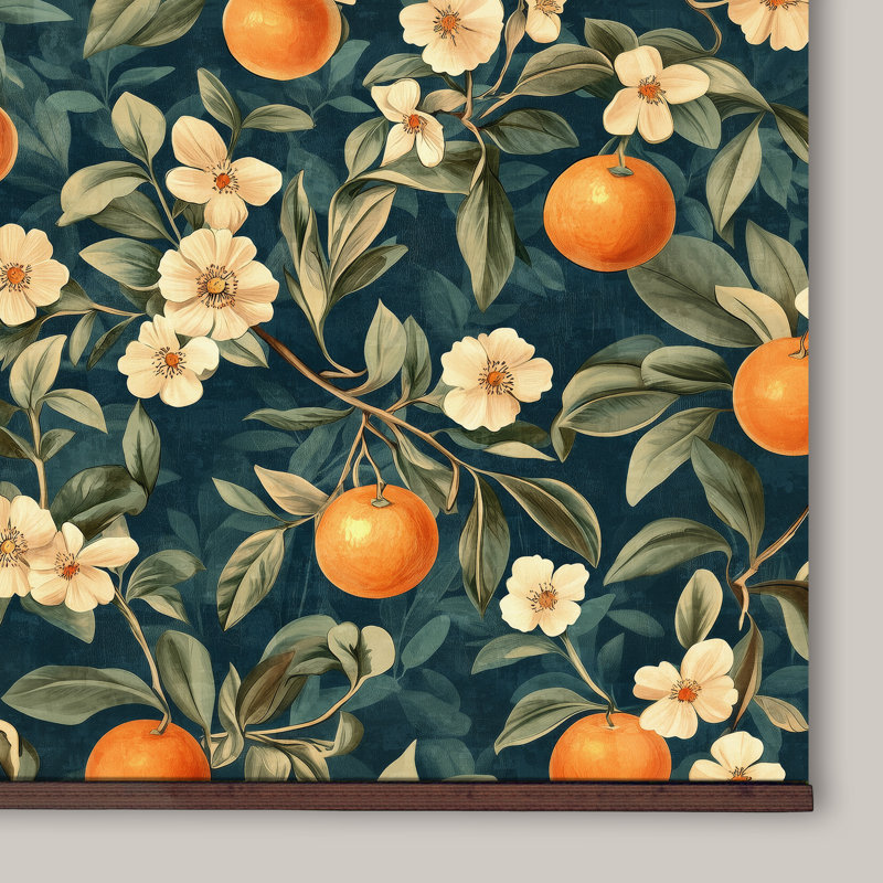 Tapisserie murale, Oranges Blosson, prête à être accrochée, H 32 po x l 48 po