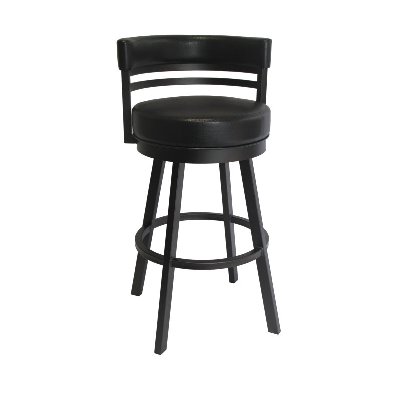 Belvie Swivel Upholstered Counter Stool with Metal Frame, Black, Black, Counter Stool (26" Seat Height)