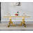 Modern Faux Marble Dining Table Set, Luxury 70" Dining Room Table with Velvet Upholstered Chairs, Luxurious Kitchen Table with Stainless Steel Pedestal, Dining Table Set-1481114858-1481114863-1481114835