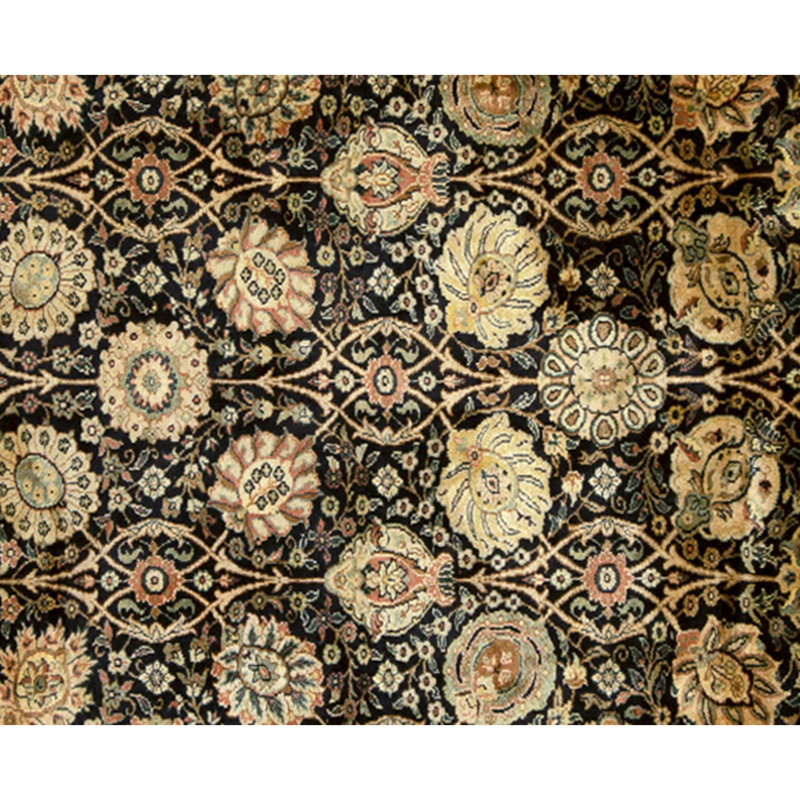 Hand Knotted Wool Area Rug in Black