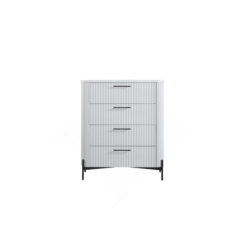 Commode 4 tiroirs - Blanc, Blanc
