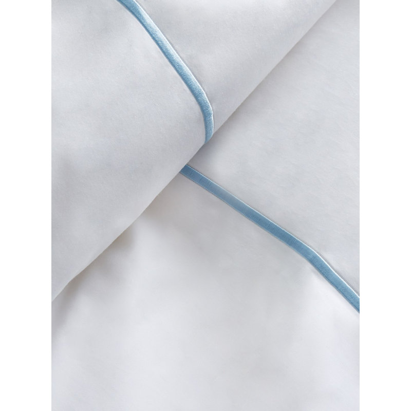Benin Traditional Percale Duvet Cover, King Duvet Cover + 2 Shams, Blue/White