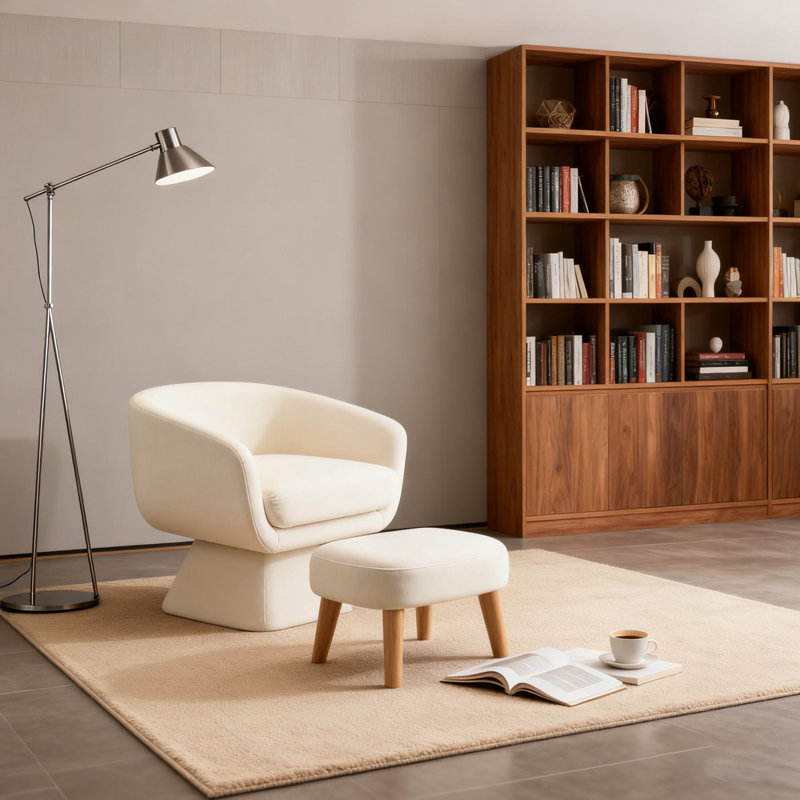 Chaise de loisir rembourrée avec repose-pieds, Blanc
