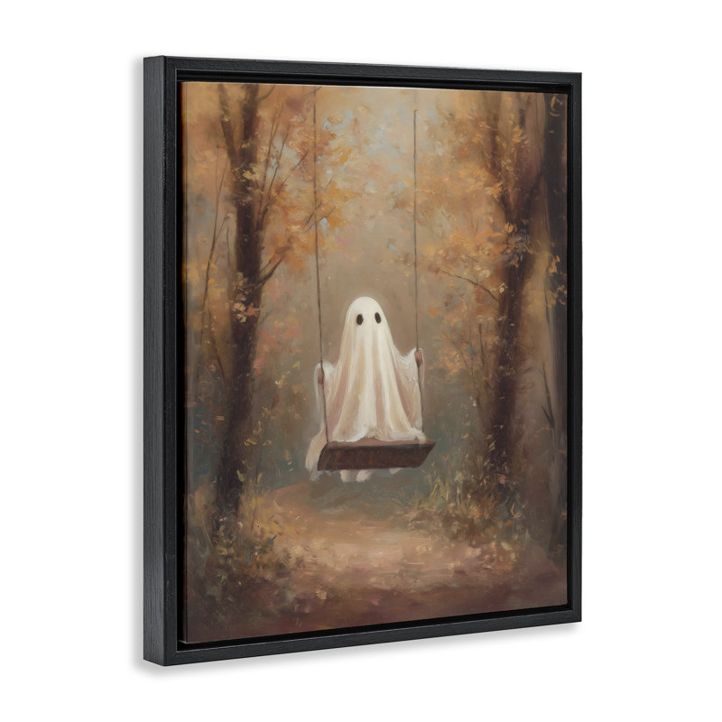 Cadre flottant Eerie Swinging Ghost, design par Arlington Prints, Cadre flottant noir de jais, H 21 po x l 17 po