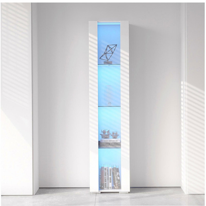 Armoire latérale noire avec barre d'éclairage en aluminium et grand espace de rangement, Noir