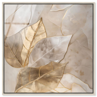 Golden Boughs Framed High-Gloss Acrylic Glass Wall Art Elegant Nature Art by Art Remedy, Silver Frame, 16 x 16