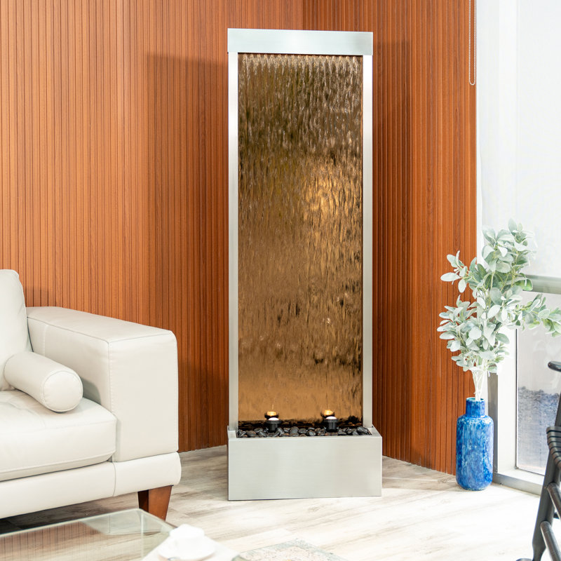 Stainless Steel Waterfall Fountain with Lights, Gold