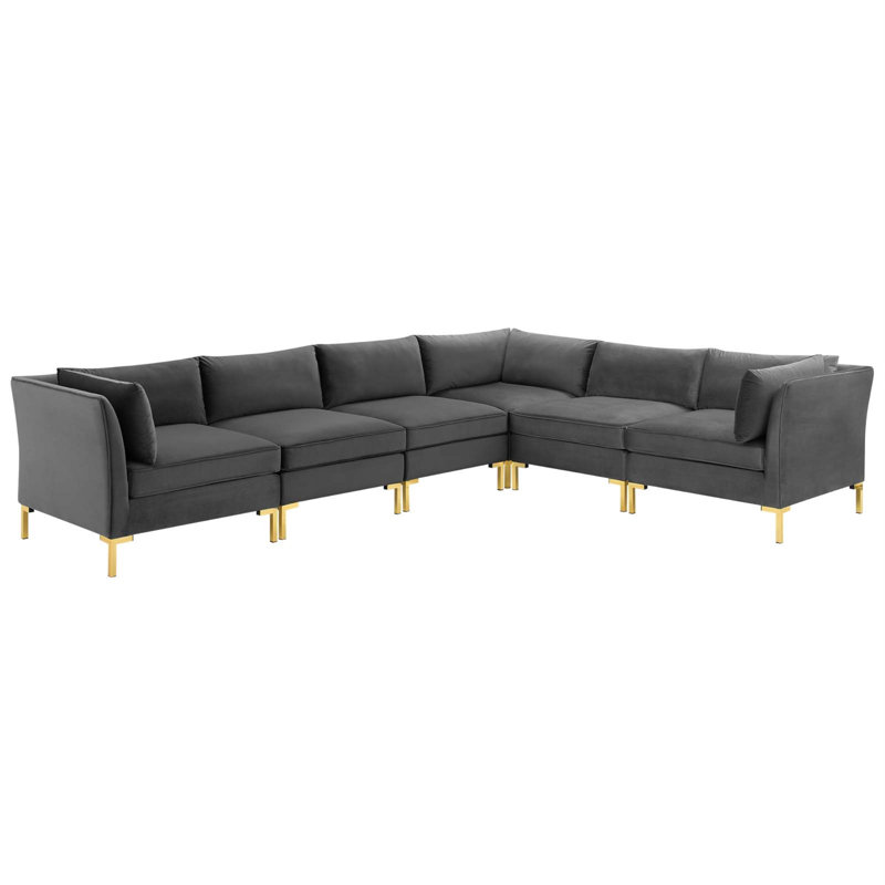 Ardent 6-Piece Performance Velvet Sectional Sofa, Gray Velvet