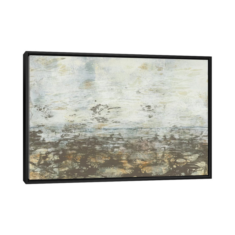 « neutral horizon iii », impression sur toile, H 18 po x l 26 po x P 1,5 po, Toile encadrée noire, Pas de tapis