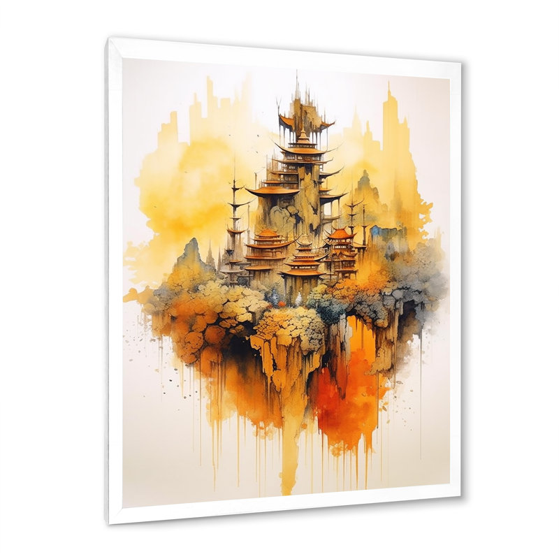 Impression sur toile majestueuse, paysages chinois I, Cadre simple blanc, H 44 po x l 34 po x P 1,5 po