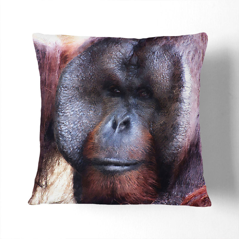 Orangutan Monkey Vol.2 Painting Square Throw Cushion, Black, 40cm H x 40cm W x 15cm D