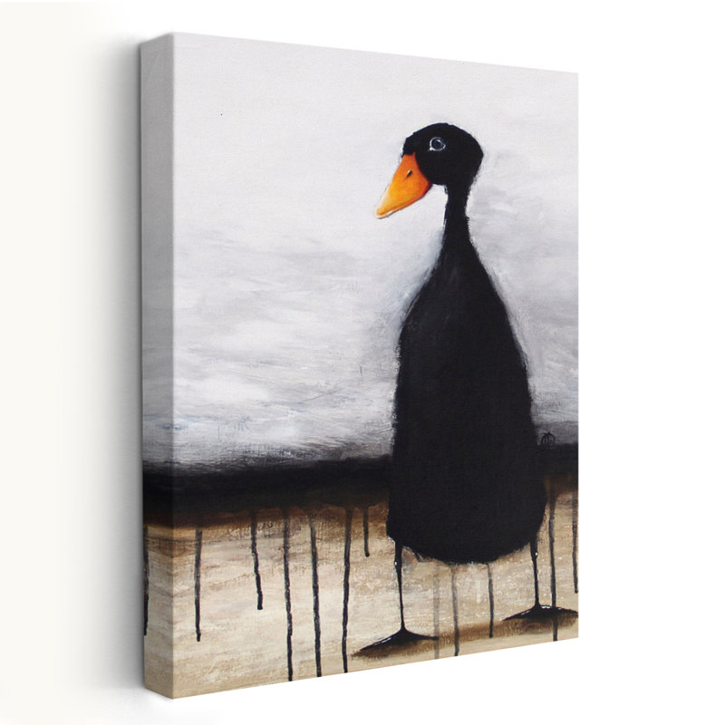 Le canard noir - animaux, oiseaux, canards, art, H 24 po x l 16 po