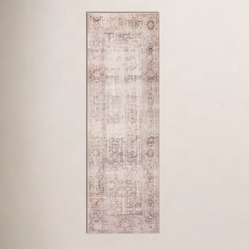 Tapis oriental océan / sable Georgie, Tapis de couloir 2 pi 6 po x 9 pi 6 po