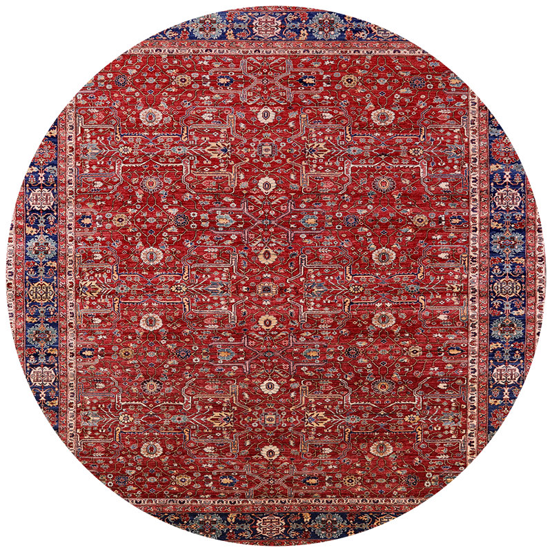 Tapis de style oriental rouge, Rond 4 pi