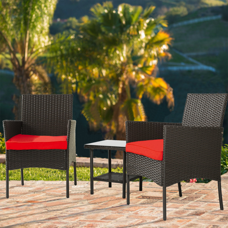 Chaise de patio avec coussin Rungata, Rouge