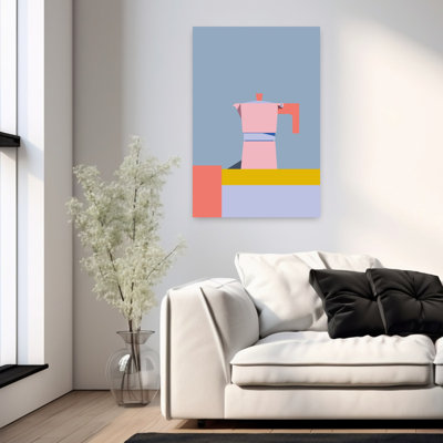 Pink Moka Pot Geometric Minimalist Modern Wall Art