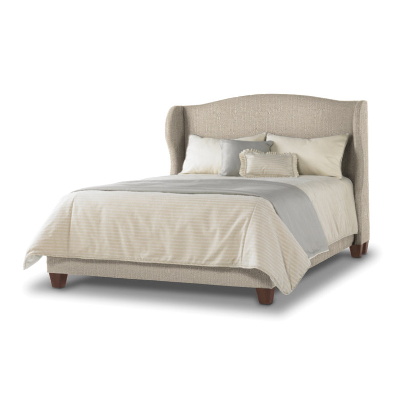 Upholstered Wingback Bed, Flax, Queen