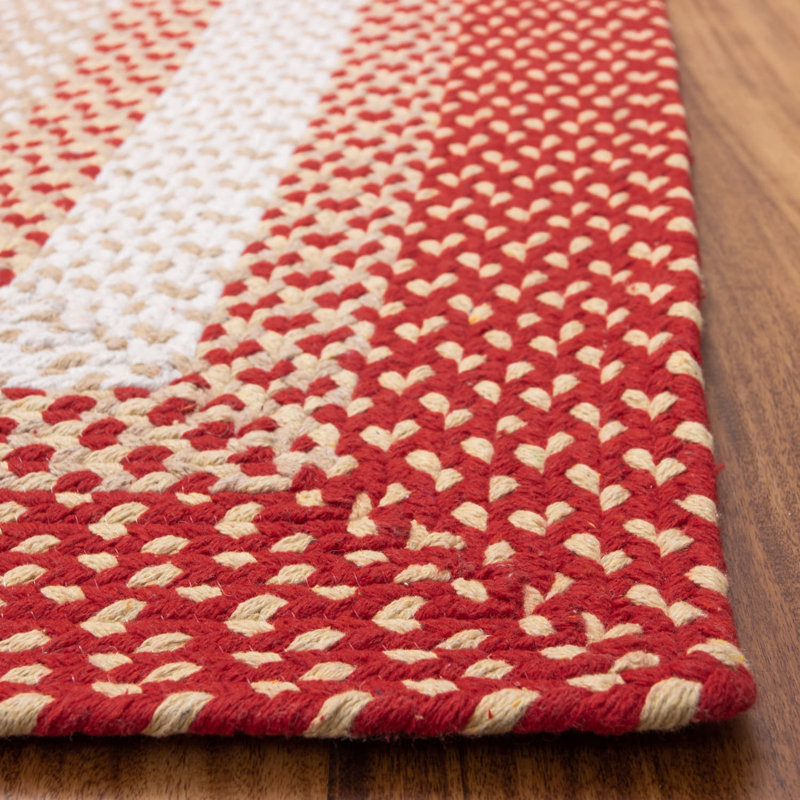Tapis rouge tressé à la main Waterbury Farmhouse, Tapis de couloir 2 pi x 6 pi