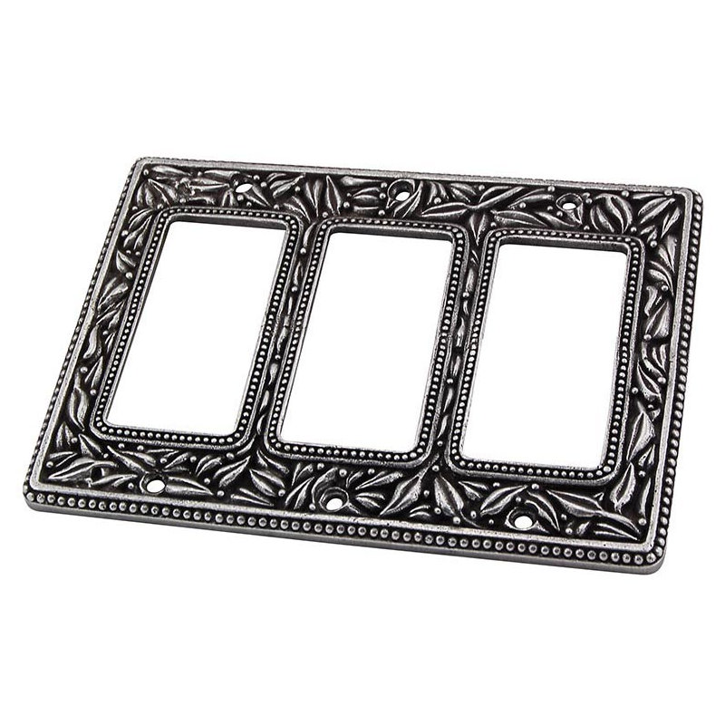 San Michele 3-Gang Rocker Combination Wall Plate, Antique Silver, 4.5" H x  6.25" W x 0.25" D