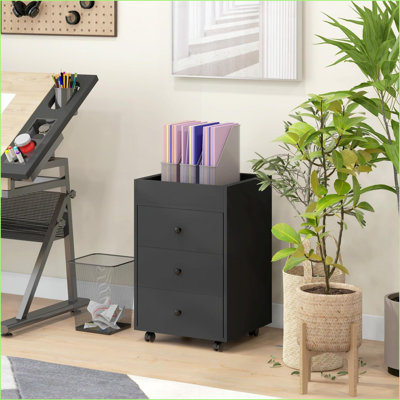 Cabinets: Home Office Storage with 3 Drawers, Removable Tray | Rolling Under Desk Printer Stand | Snow White | Particle Board