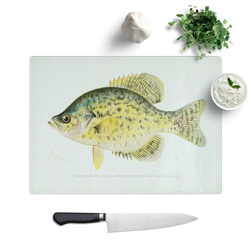 Tempered Glass Calico Bass Chopping Board, 39 cm W x 28.5 cm L