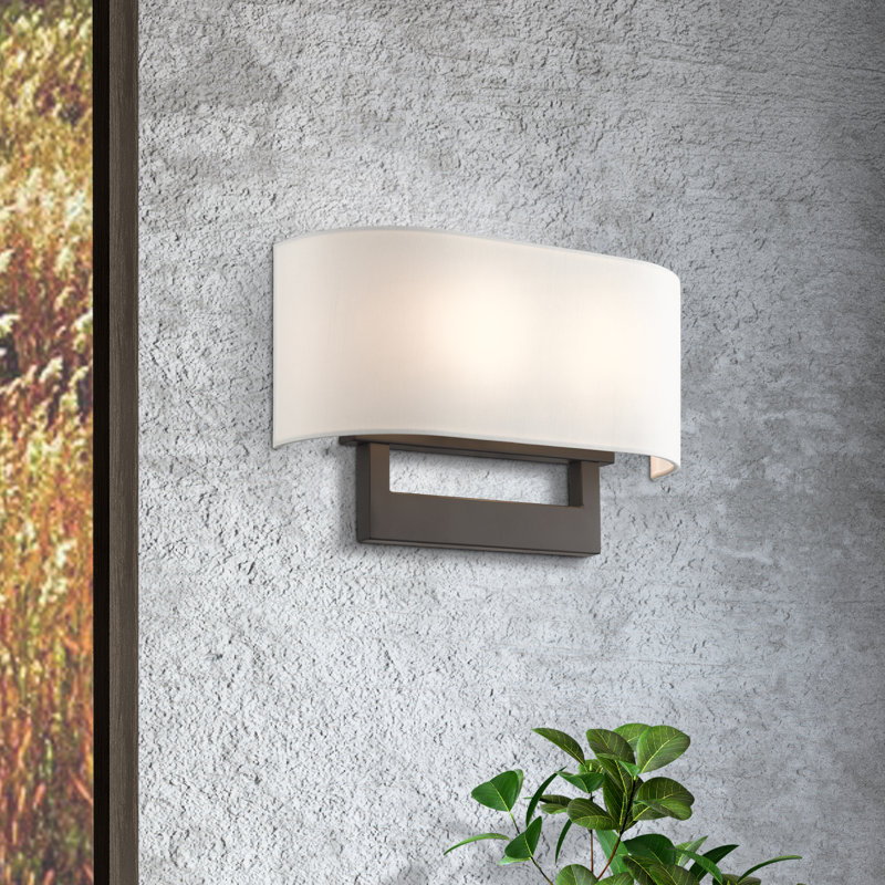 Applique murale en acier Rakhee, Blanc, Bronze, H 9,5 po x l 15 po x P 3,95 po