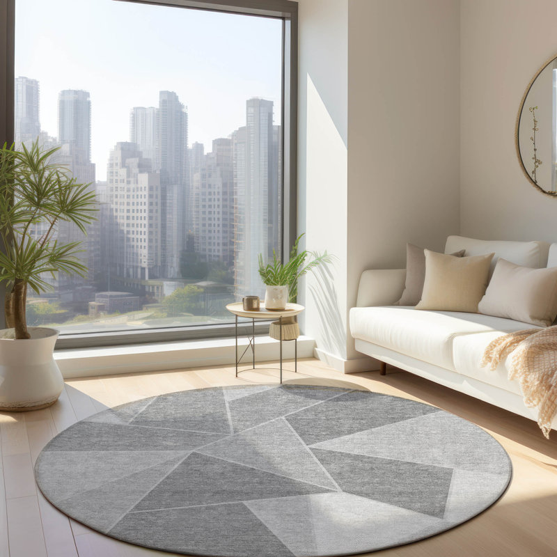 Geometric Indoor / Outdoor Rug, Round 8'