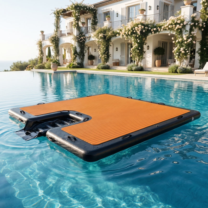 Tapis de quai flottant antidérapant en corde EVA 10 pi x 10 pi avec corde de remorquage et sac de rangement