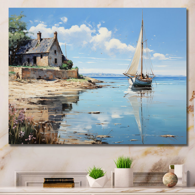 The Normandy Coast By Eugene I - Nautical & Beach Canvas Art Print, Toile tendue, H 16 po x l 32 po x P 1 po