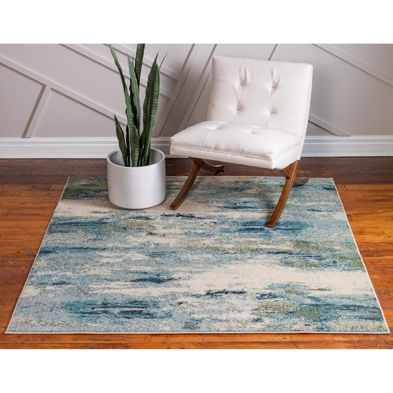 Keimar Washable Abstract Indoor Rug, Square 6'1"