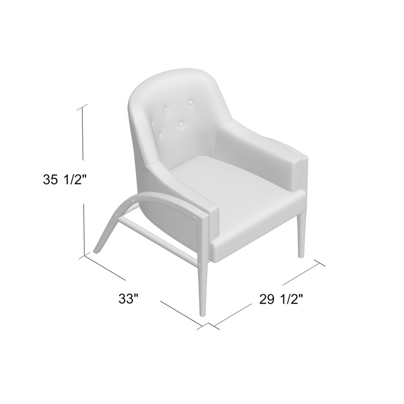 Fauteuil capitonné large de 29,5 po Devin, Écorce 8789, Noisette