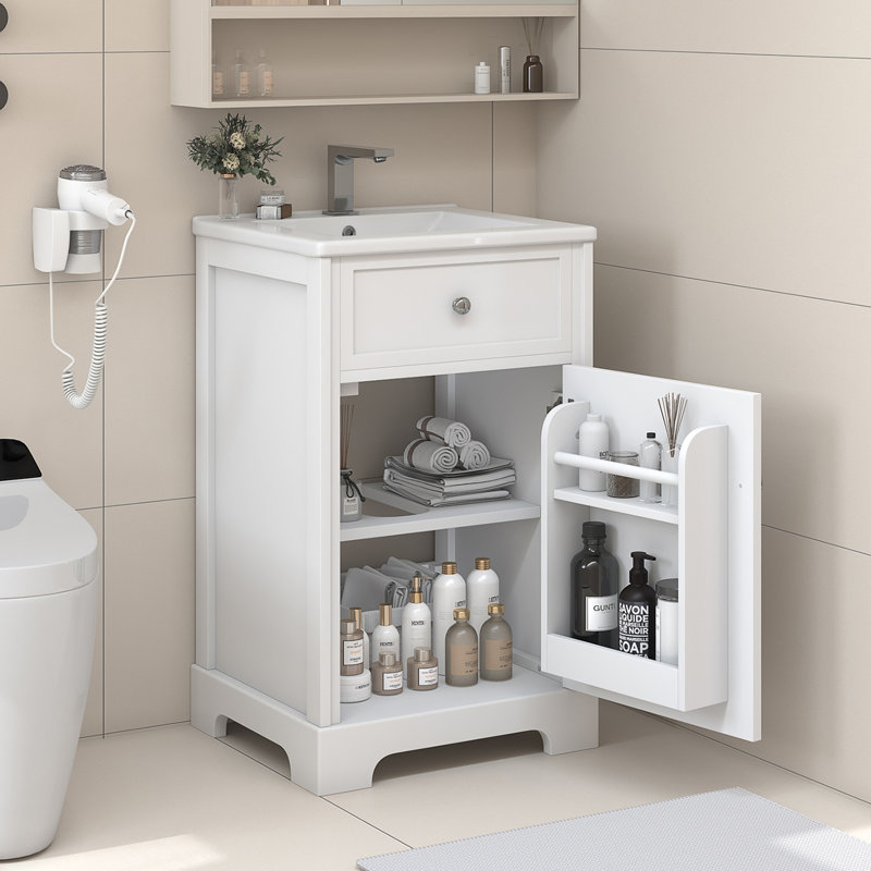 Meuble-lavabo de 20 po avec lavabo, Blanc