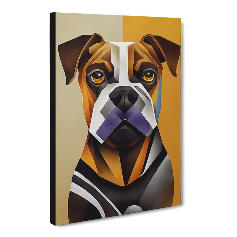 CAN-V0523-293X Boxer Dog Cubism 1 Piece Wrapped Canvas Wall Art, 76cm H x 50cm W