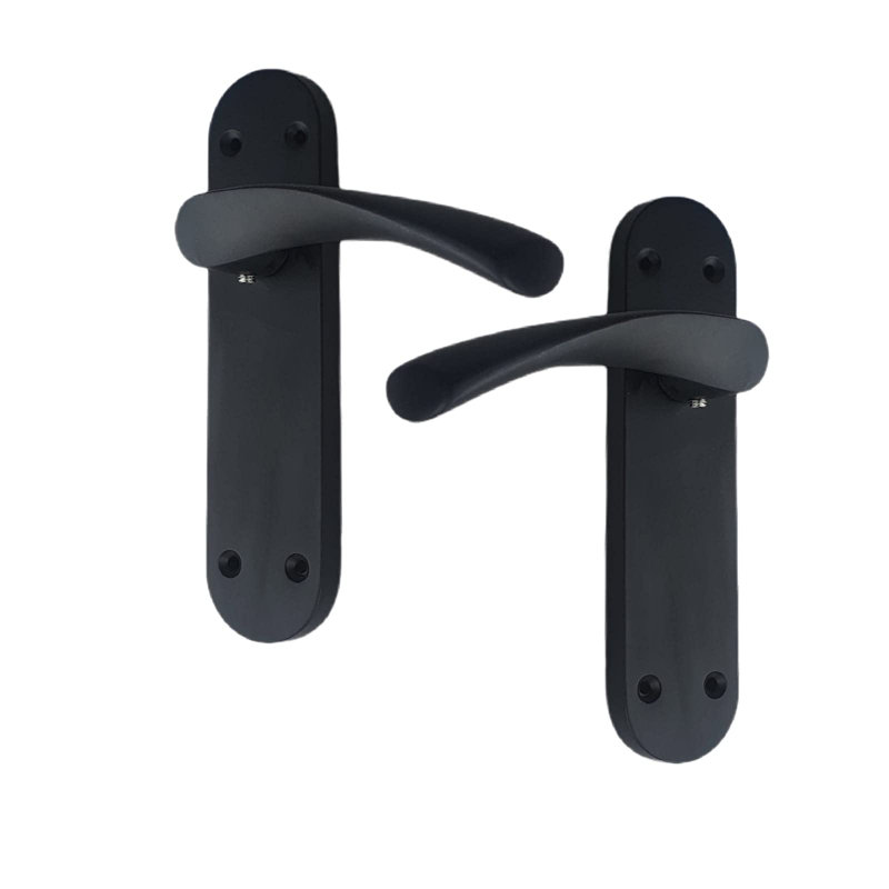  Astrid Door Handles on Backplate in Matt Black Finish - 182mm x 45mm Backplate