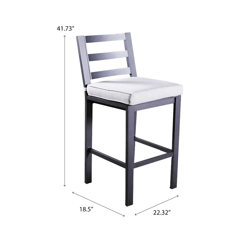 Tabourets de bar d'extérieur en aluminium sans accoudoirs avec coussin