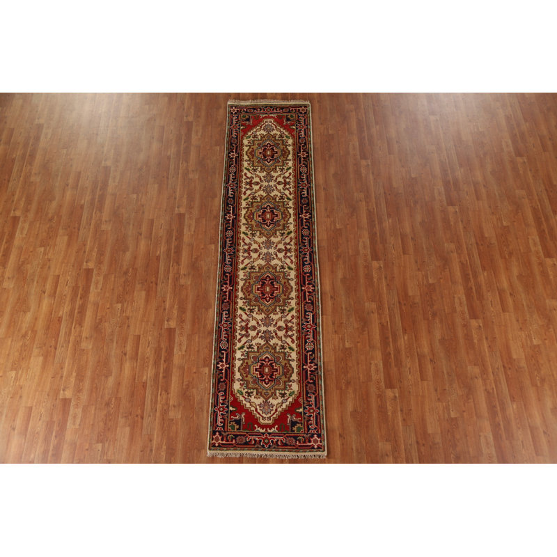 Tapis de couloir géométrique ivoire traditionnel 3 x 10