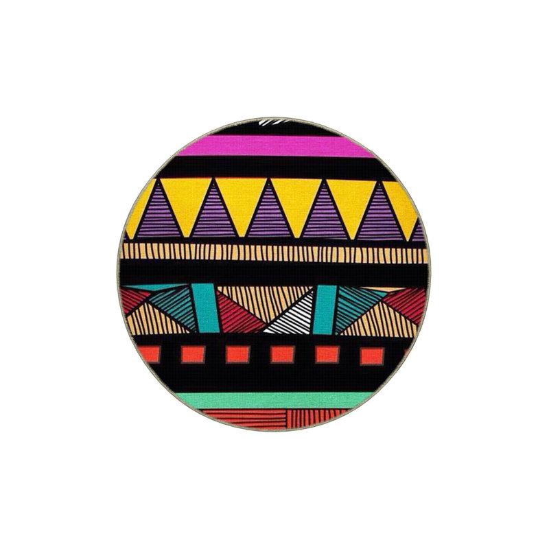 Multi Color Mixed Geometric Pattern Creative Modern Decorative Machine Washable Area Rug, Square 4'11"