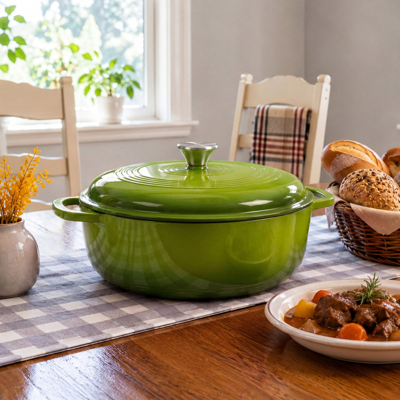 Cocotte en fonte émaillée avec couvercle, Vert