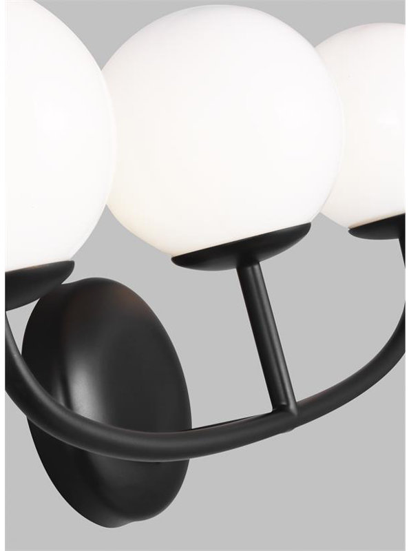 Alain 3 Light Frosted Dimmable Vanity Light, Midnight Black