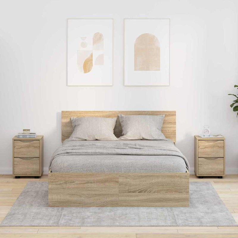 30.5cm W Manufactured Wood Bedside Table, Sonoma Oak
