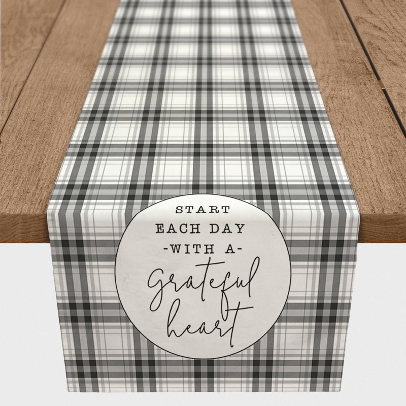 Bertia Rectangle Plaid Polyester Table Runner, 72" x 16"