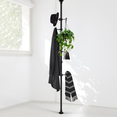 Floor to Ceiling Tension Pole Coat Rack, Adjustable Height Freestanding Coat Hanger with 12 Hooks