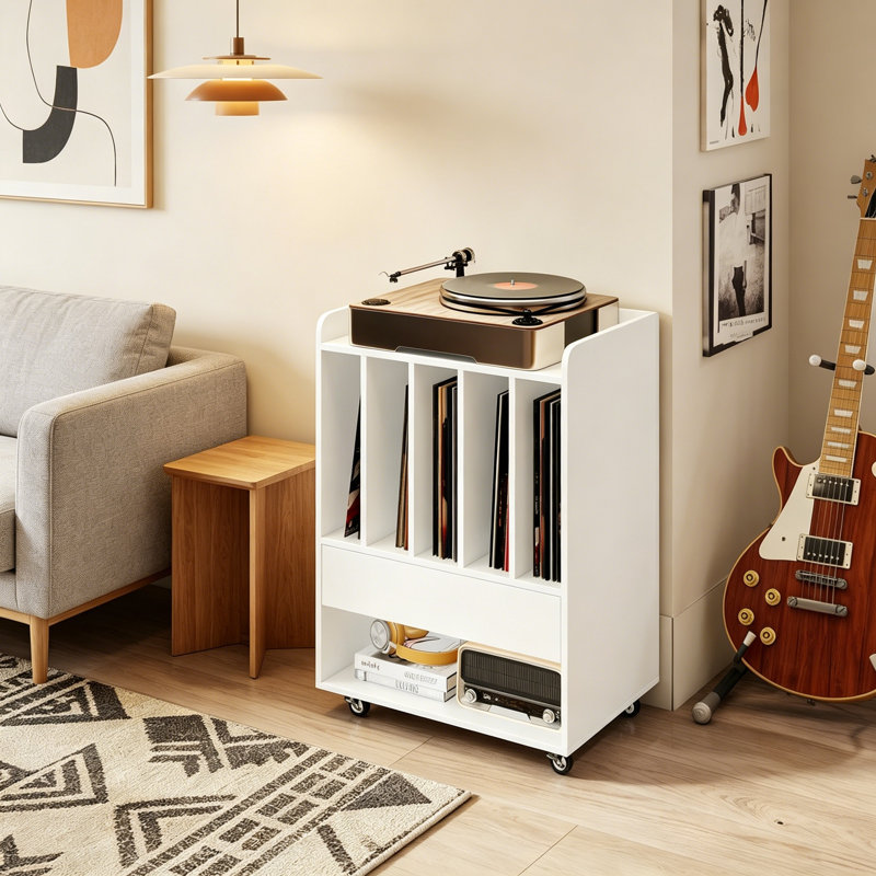 Laminate 73 cm H Media Shelves, White