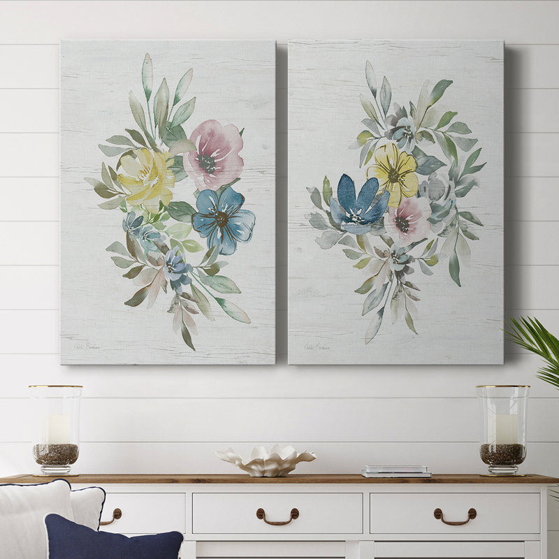 Spring Meadow Arrangement I - Toile tendue avec châssis de qualité supérieure - Prêt à être accroché