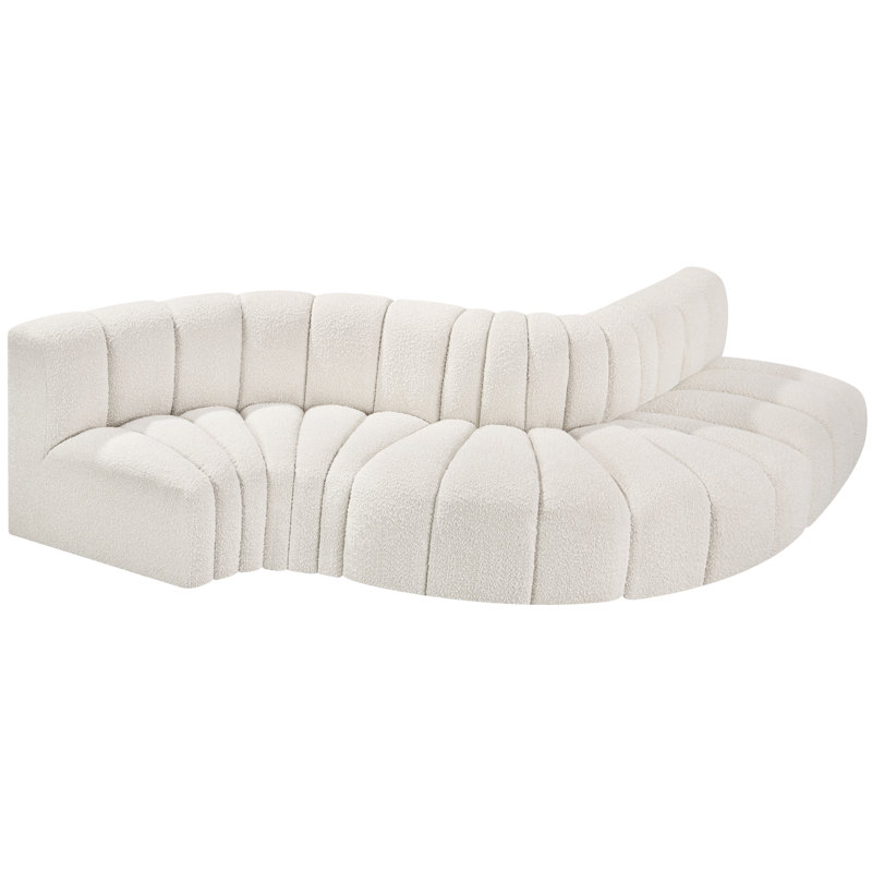 Canapé et méridienne Hiu, Tissu crème bouclé
