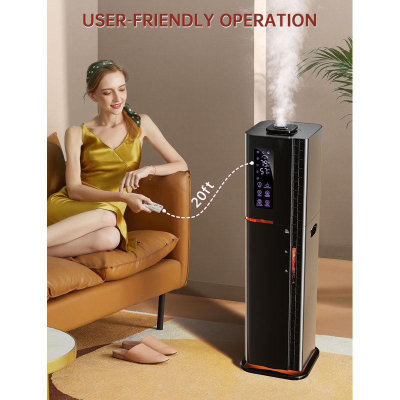 Black Dual Mist Humidifier with LED Control Panel and Remote