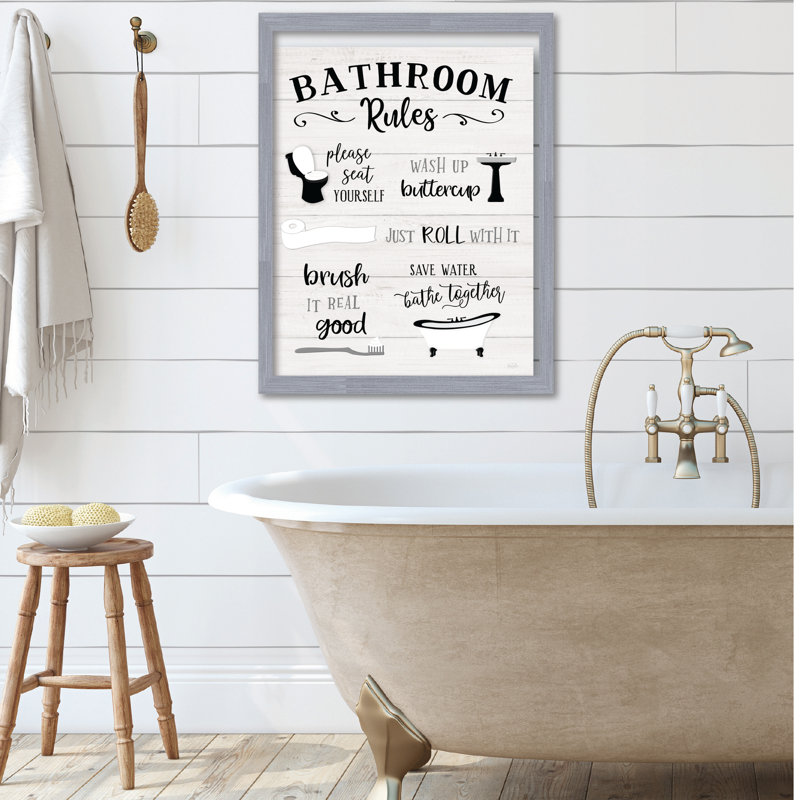 Bath Time Rules 16x20 Framed Board