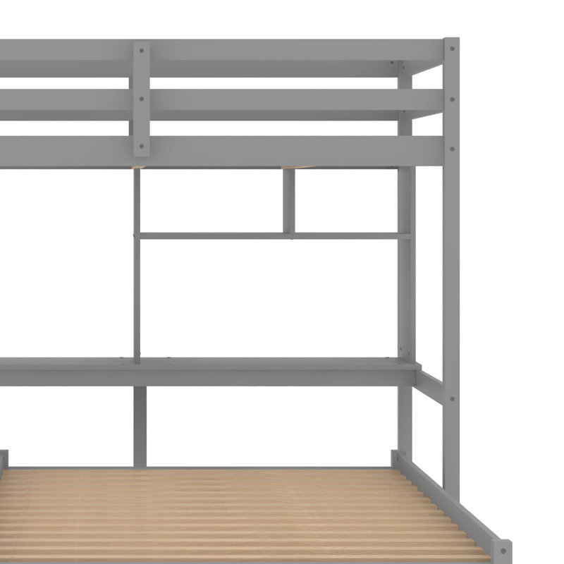 Lit superposé simple au dessus d'un lit double Ketter Kids, gris